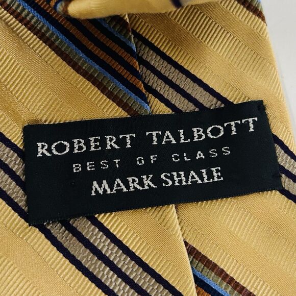 Robert Talbott Best of Class 100% Silk Necktie Tie Gold Striped 60 x 3 1/2 - Picture 3 of 3